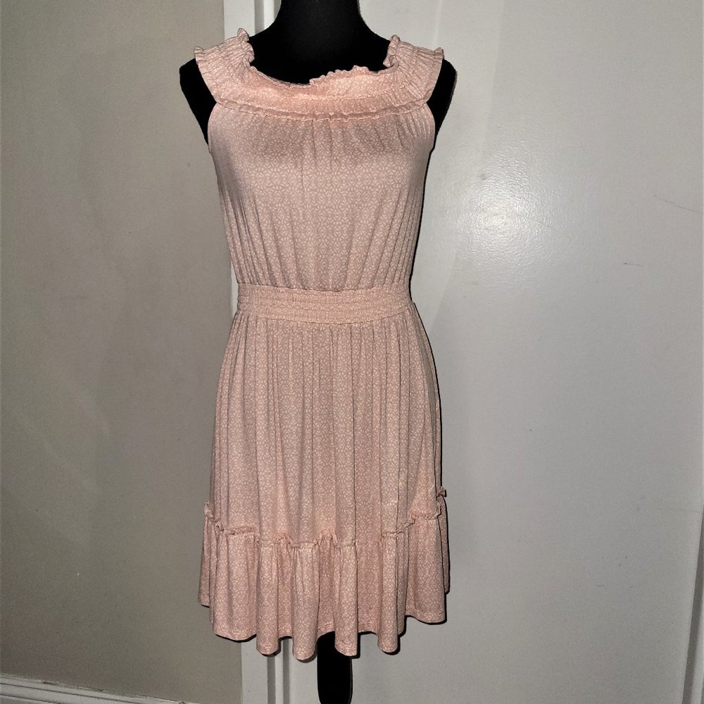NWT! LOFT Beach Pink/Peachy Patterned Dress - XXS